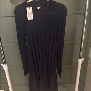 Missoni Blue and Black Pleated Sheath Dress with Peter Pan Collar